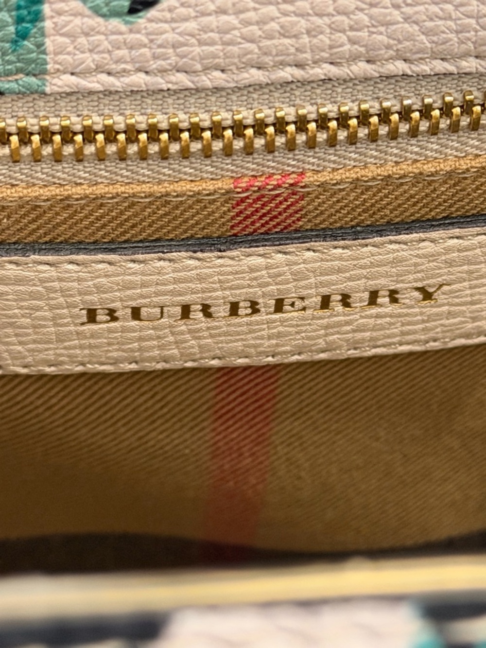 Burberry Pink Floral Leather Satchel with Green Accents - Picture 6 of 15
